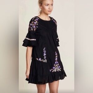 Free People Pavlo Embroidered Black dress size XS